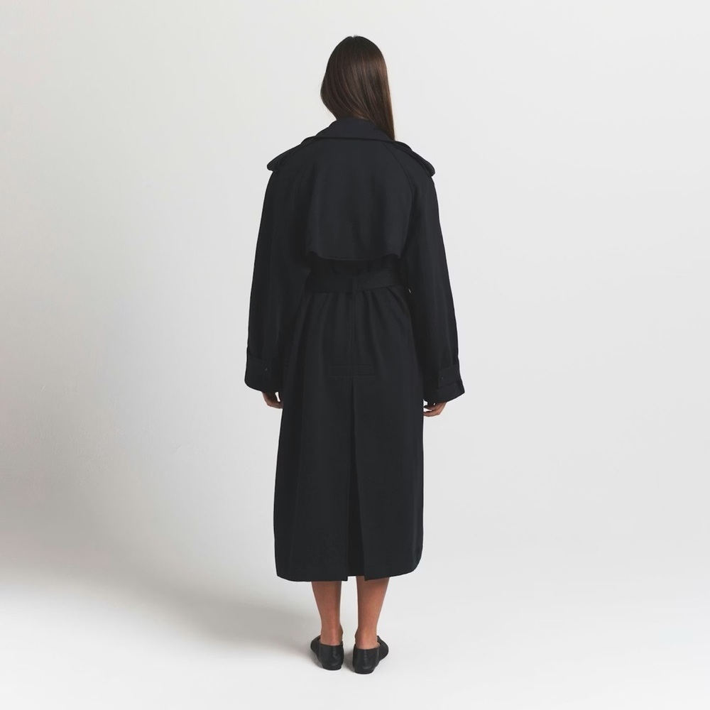 NWT SKIMS boyfriend fleece oversized trench coat size small in Onyx - Picture 4 of 14